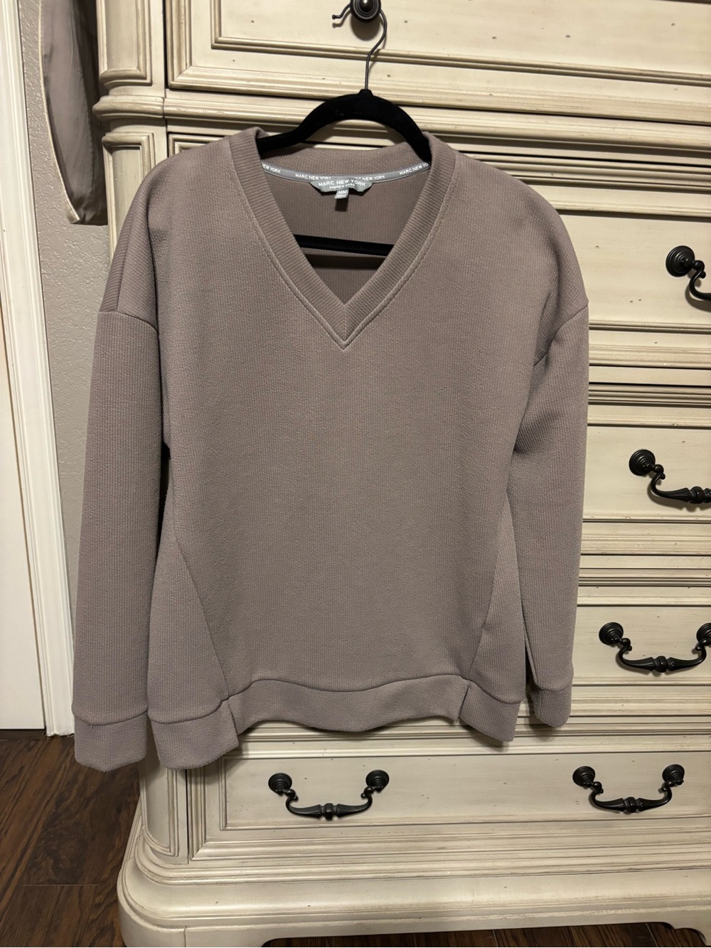 Marc New York Women's V-Neck Sweatshirt — Taupe